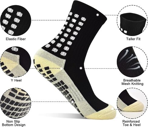 SkiBeaut Kids Soccer Grip Athletic Socks, 4 Pack Anti Skid Football Youth Grippy Slipper Socks for Youth Boy Girl 4-16 Years in Kuwait