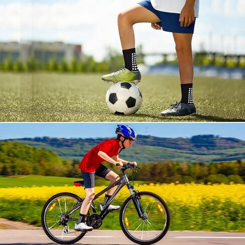SkiBeaut Kids Soccer Grip Athletic Socks, 4 Pack Anti Skid Football Youth Grippy Slipper Socks for Youth Boy Girl 4-16 Years in Kuwait