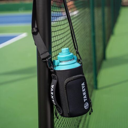 Takeya Hydrotex Easy Grip Bottle Sling, Water Bottle Carrier with Strap and Pockets, Fits 32 and 40 oz Bottles, Great for Pickleball and Tennis Courts in Saudi Arabia