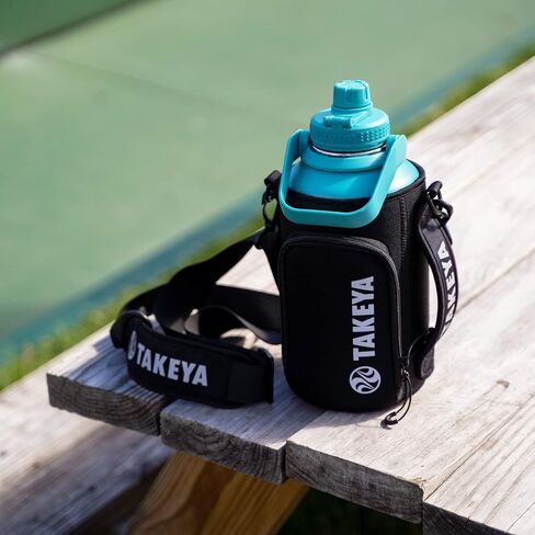 Takeya Hydrotex Easy Grip Bottle Sling, Water Bottle Carrier with Strap and Pockets, Fits 32 and 40 oz Bottles, Great for Pickleball and Tennis Courts in Saudi Arabia