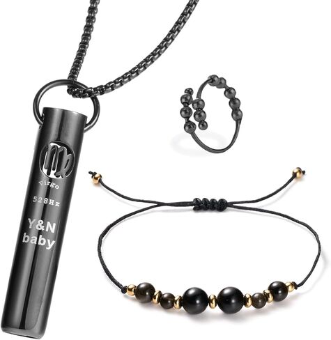 528Hz Meditation Whistle - Handmade Necklace with Obsidian Bracelet, Stress-Relieving Ring & Constellation Designs - for Anxiety, Quitting Smoking, and Meditation in Saudi Arabia