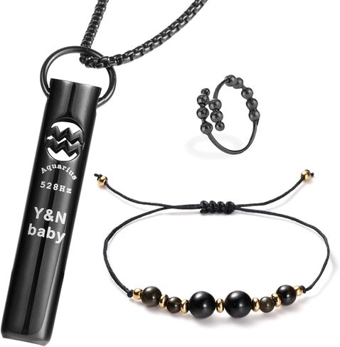 528Hz Meditation Whistle - Handmade Necklace with Obsidian Bracelet, Stress-Relieving Ring & Constellation Designs - for Anxiety, Quitting Smoking, and Meditation in Saudi Arabia
