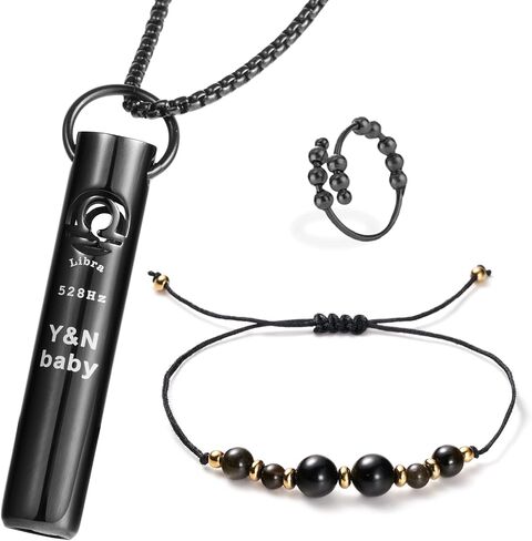 528Hz Meditation Whistle - Handmade Necklace with Obsidian Bracelet, Stress-Relieving Ring & Constellation Designs - for Anxiety, Quitting Smoking, and Meditation in Saudi Arabia