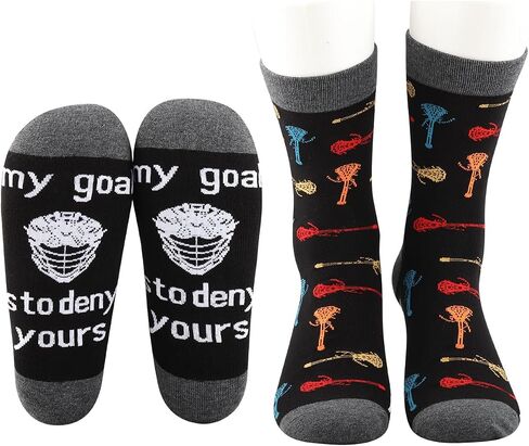 MBMSO Lacrosse Socks 2 Pairs My Goal is to Deny Yours Lax Socks Lacrosse Player Gifts Lacrosse Gift Lax Gifts Lax Goalie Gift in Saudi Arabia