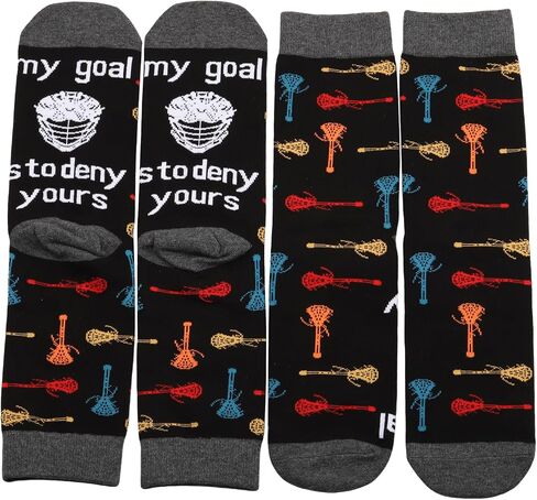 MBMSO Lacrosse Socks 2 Pairs My Goal is to Deny Yours Lax Socks Lacrosse Player Gifts Lacrosse Gift Lax Gifts Lax Goalie Gift in Saudi Arabia