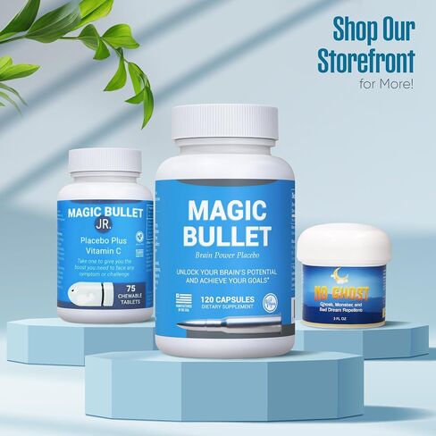 حبوب الدواء الوهمي Magic Bullet - أدوية وهمية صادقة لمجموعة واسعة من الأعراض - حبوب منع الحمل السعيدة لتخفيف التوتر - 120 كبسولة نباتية بيضاء خاملة - مناسبة للبالغين والمراهقين والرجال والنساء in Saudi Arabia