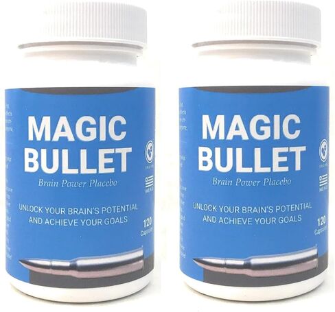 حبوب الدواء الوهمي Magic Bullet - أدوية وهمية صادقة لمجموعة واسعة من الأعراض - حبوب منع الحمل السعيدة لتخفيف التوتر - 120 كبسولة نباتية بيضاء خاملة - مناسبة للبالغين والمراهقين والرجال والنساء in Saudi Arabia