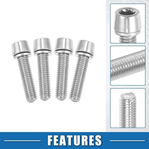 مسامير مدببة لجذع دراجة MTB دراجة متينة M5x20mm غطاء رأس المقبس مسامير صواميل فولاذية فضية اللون (مجموعة من 4) in Kuwait