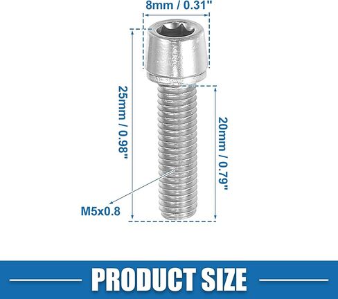 مسامير مدببة لجذع دراجة MTB دراجة متينة M5x20mm غطاء رأس المقبس مسامير صواميل فولاذية فضية اللون (مجموعة من 4) in Kuwait