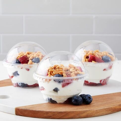 Juvale 50-Pack 5 oz Plastic Dessert Cups with Lids - Bulk Ice Cream Containers with Dome Lids (Clear)… in Saudi Arabia