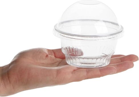 Juvale 50-Pack 5 oz Plastic Dessert Cups with Lids - Bulk Ice Cream Containers with Dome Lids (Clear)… in Saudi Arabia