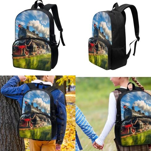 3 Pcs Backpack for School, Kids Backpack for Girls Train and Cloud Print with Lunch Box Pencil Case Set for Teen Girls Elementary Primary Middle High College in Saudi Arabia