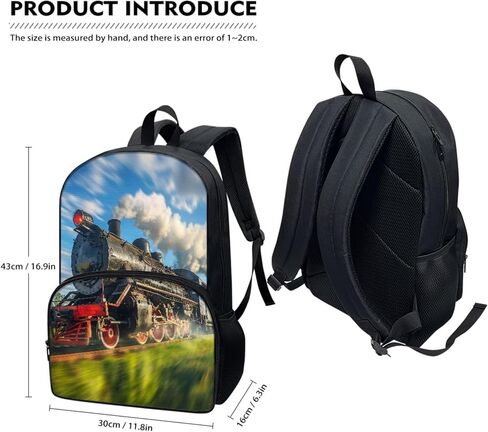 3 Pcs Backpack for School, Kids Backpack for Girls Train and Cloud Print with Lunch Box Pencil Case Set for Teen Girls Elementary Primary Middle High College in Saudi Arabia