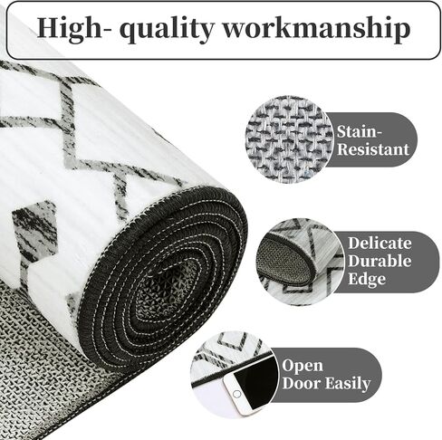 Moroccan Machine Washable Large Area Rug 9x12 Grey Modern Geometric Bedroom Living Room Throw Rug,Non-Slip Dining Room Nursery Mat,Non-Shedding Indoor Floor Accent Carpet in Saudi Arabia