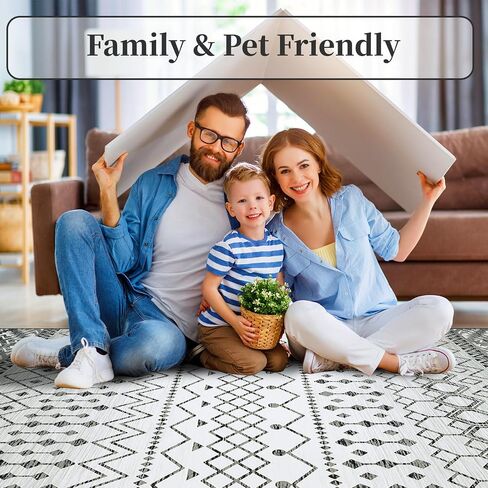 Moroccan Machine Washable Large Area Rug 9x12 Grey Modern Geometric Bedroom Living Room Throw Rug,Non-Slip Dining Room Nursery Mat,Non-Shedding Indoor Floor Accent Carpet in Saudi Arabia