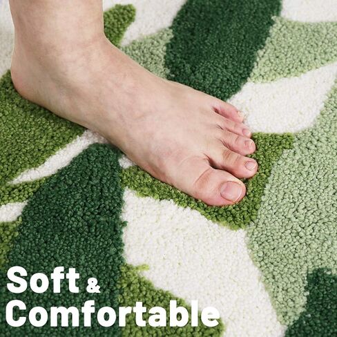 Throw Bathroom Rugs and Mats 20"x32" Green Bath Rug Non Slip Machine Washable Soft Bathroom Floor Mat for Entrance, Green Leaves in Saudi Arabia