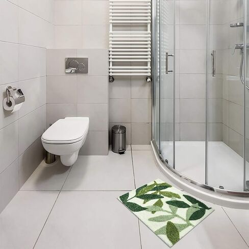 Throw Bathroom Rugs and Mats 20"x32" Green Bath Rug Non Slip Machine Washable Soft Bathroom Floor Mat for Entrance, Green Leaves in Saudi Arabia