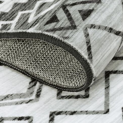 Moroccan Machine Washable Large Area Rug 9x12 Grey Modern Geometric Bedroom Living Room Throw Rug,Non-Slip Dining Room Nursery Mat,Non-Shedding Indoor Floor Accent Carpet in Saudi Arabia