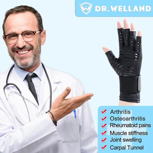 Dr.Welland Medical Arthritis Gloves with Strap, Best Open Finger Glove Hand Wrist Support for Rheumatoid Arthritis in Saudi Arabia