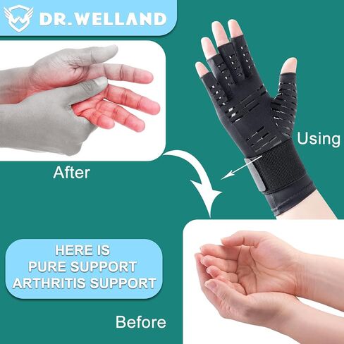Dr.Welland Medical Arthritis Gloves with Strap, Best Open Finger Glove Hand Wrist Support for Rheumatoid Arthritis in Saudi Arabia