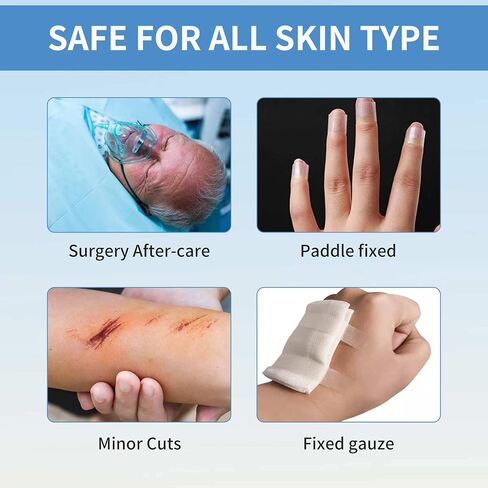 Transparent Medical Tape – Packs of 6 Rolls, Surgical Tape with Gentle Adhesion for Sensitive Skin for Wound Care, Tubing, First Aid Supplies in Kuwait