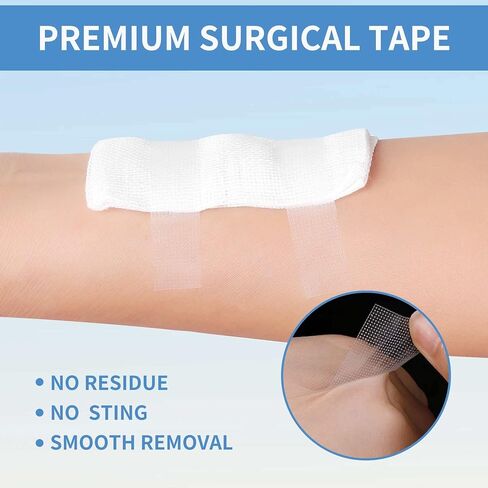 Transparent Medical Tape – Packs of 6 Rolls, Surgical Tape with Gentle Adhesion for Sensitive Skin for Wound Care, Tubing, First Aid Supplies in Kuwait