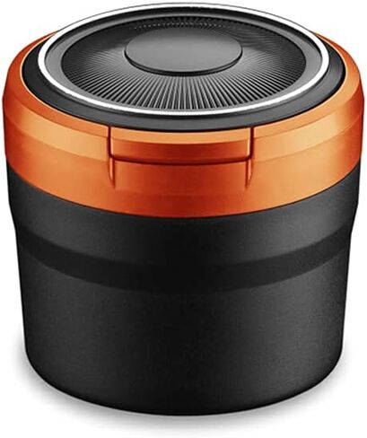 منفضة سجائر السيارة • منفضة سجائر LED عصرية • إضاءة ليلية لسطح المكتب المنزلي سهلة الحمل، محكمة الغلق ومزيلة للعرق، مقاومة للحرارة ومقاومة للحريق، للسيارة والمنزل، نوع رف المشروبات (برتقالي) in Kuwait