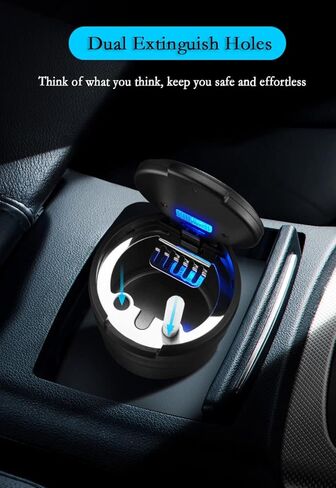 منفضة سجائر السيارة • منفضة سجائر LED عصرية • إضاءة ليلية لسطح المكتب المنزلي سهلة الحمل، محكمة الغلق ومزيلة للعرق، مقاومة للحرارة ومقاومة للحريق، للسيارة والمنزل، نوع رف المشروبات (برتقالي) in Kuwait