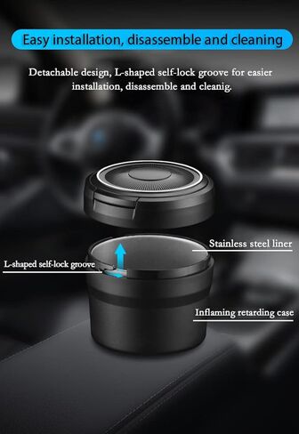 منفضة سجائر السيارة • منفضة سجائر LED عصرية • إضاءة ليلية لسطح المكتب المنزلي سهلة الحمل، محكمة الغلق ومزيلة للعرق، مقاومة للحرارة ومقاومة للحريق، للسيارة والمنزل، نوع رف المشروبات (برتقالي) in Kuwait