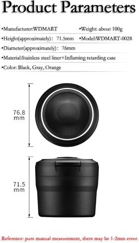 منفضة سجائر السيارة • منفضة سجائر LED عصرية • إضاءة ليلية لسطح المكتب المنزلي سهلة الحمل، محكمة الغلق ومزيلة للعرق، مقاومة للحرارة ومقاومة للحريق، للسيارة والمنزل، نوع رف المشروبات (برتقالي) in Kuwait