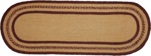 VHC Brands Potomac, Braided Jute Table Runner, Oval, Stars, Red Tan Blue, 8x25 in Saudi Arabia