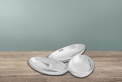 nambe Tipsy Condiment Server | 3 Part Divided Serving Tray for Condiments, Nuts, Dips, Appetizers, and Snacks | Made of Nambe Alloy | Designed by Neil Cohen in Saudi Arabia