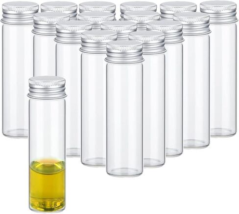 16 PCS Tiny Jars with Aluminum Lids 15ml Small Glass Bottles Empty Spice Jars Transparent Mini Containers Condiment Pot Seasoning Storage Bottle for Home Kitchen Outdoor Camping Hiking BBQ Hunting in Kuwait
