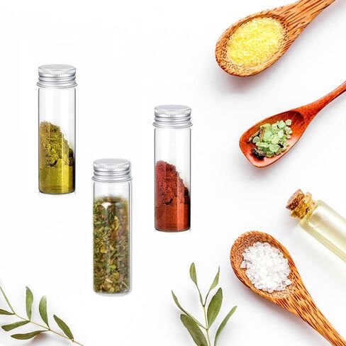 16 PCS Tiny Jars with Aluminum Lids 15ml Small Glass Bottles Empty Spice Jars Transparent Mini Containers Condiment Pot Seasoning Storage Bottle for Home Kitchen Outdoor Camping Hiking BBQ Hunting in Kuwait