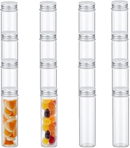 16 PCS Tiny Jars with Aluminum Lids 15ml Small Glass Bottles Empty Spice Jars Transparent Mini Containers Condiment Pot Seasoning Storage Bottle for Home Kitchen Outdoor Camping Hiking BBQ Hunting in Kuwait