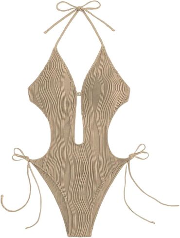 Verdusa Women's One Piece Cut Out Tie Side Halter Swimsuit Tie Backless Bathing Suit Swimwear in Saudi Arabia