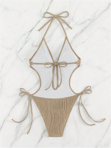 Verdusa Women's One Piece Cut Out Tie Side Halter Swimsuit Tie Backless Bathing Suit Swimwear in Saudi Arabia