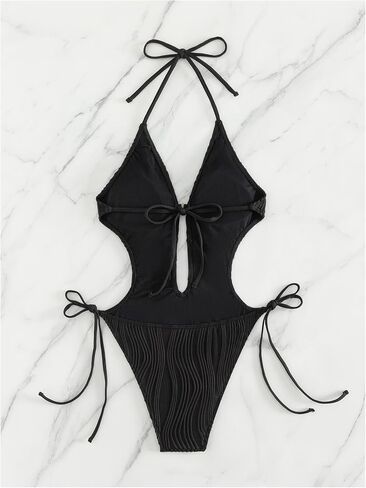 Verdusa Women's One Piece Cut Out Tie Side Halter Swimsuit Tie Backless Bathing Suit Swimwear in Saudi Arabia