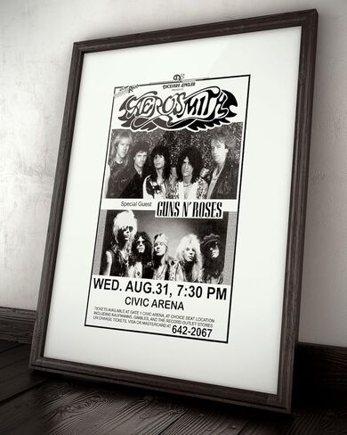Aerosmith Permanent Vacation Tour 1988 with Guns N' Roses Retro Art Print — Poster Size — Print of Retro Concert Poster — Features Steven, Joe, Tom, Joey, and Brad in Saudi Arabia