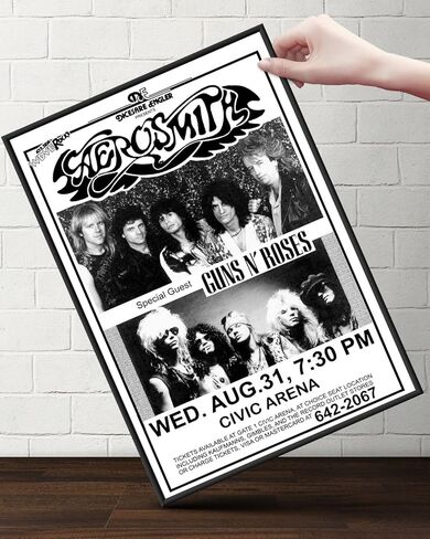 Aerosmith Permanent Vacation Tour 1988 with Guns N' Roses Retro Art Print — Poster Size — Print of Retro Concert Poster — Features Steven, Joe, Tom, Joey, and Brad in Saudi Arabia