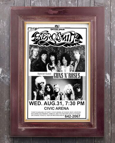 Aerosmith Permanent Vacation Tour 1988 with Guns N' Roses Retro Art Print — Poster Size — Print of Retro Concert Poster — Features Steven, Joe, Tom, Joey, and Brad in Saudi Arabia
