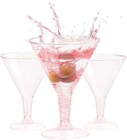 Liacere 24 Pack Clear Plastic Martini Glasses - 6.25oz Disposable Cocktail Glasses - Plastic Margarita Glasses Perfect for Wedding & Party in Saudi Arabia