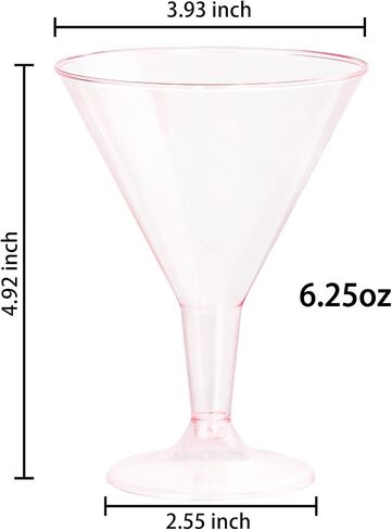 Liacere 24 Pack Clear Plastic Martini Glasses - 6.25oz Disposable Cocktail Glasses - Plastic Margarita Glasses Perfect for Wedding & Party in Saudi Arabia
