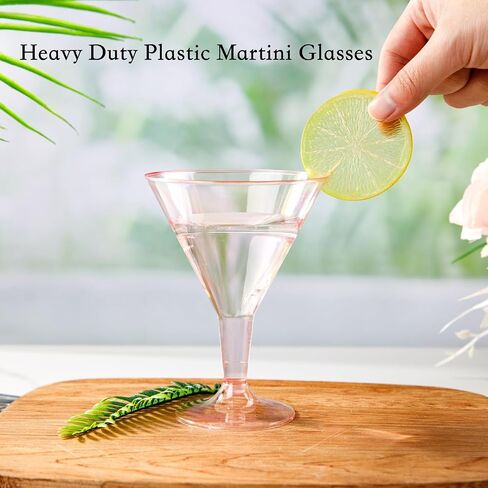 Liacere 24 Pack Clear Plastic Martini Glasses - 6.25oz Disposable Cocktail Glasses - Plastic Margarita Glasses Perfect for Wedding & Party in Saudi Arabia