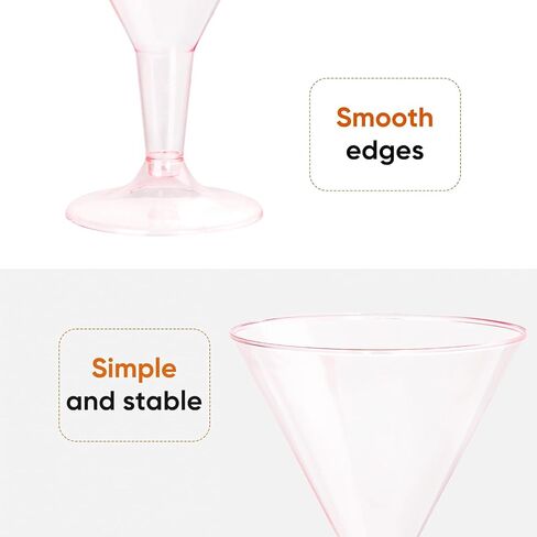 Liacere 24 Pack Clear Plastic Martini Glasses - 6.25oz Disposable Cocktail Glasses - Plastic Margarita Glasses Perfect for Wedding & Party in Saudi Arabia