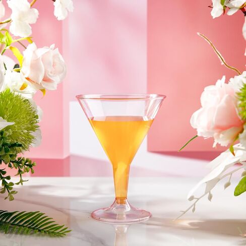 Liacere 24 Pack Clear Plastic Martini Glasses - 6.25oz Disposable Cocktail Glasses - Plastic Margarita Glasses Perfect for Wedding & Party in Saudi Arabia