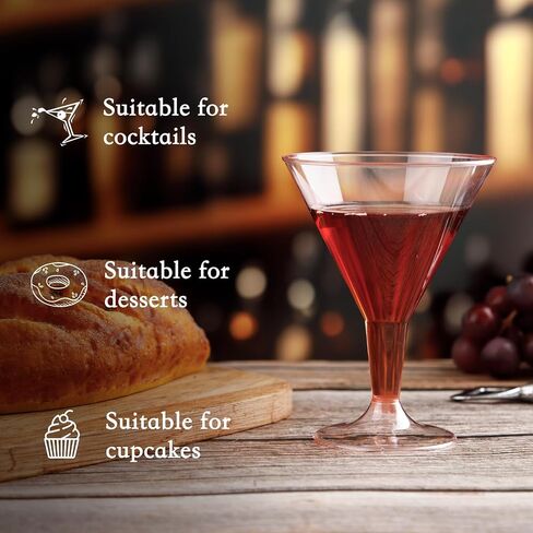 Liacere 24 Pack Clear Plastic Martini Glasses - 6.25oz Disposable Cocktail Glasses - Plastic Margarita Glasses Perfect for Wedding & Party in Saudi Arabia