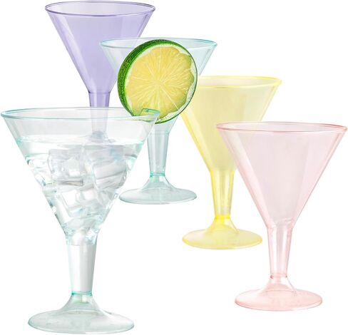 Liacere 24 Pack Clear Plastic Martini Glasses - 6.25oz Disposable Cocktail Glasses - Plastic Margarita Glasses Perfect for Wedding & Party in Saudi Arabia