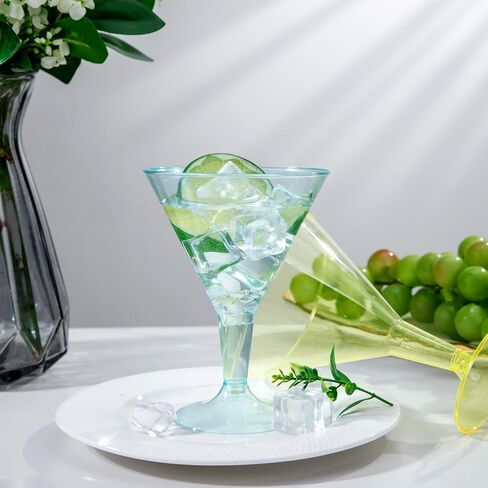 Liacere 24 Pack Clear Plastic Martini Glasses - 6.25oz Disposable Cocktail Glasses - Plastic Margarita Glasses Perfect for Wedding & Party in Saudi Arabia
