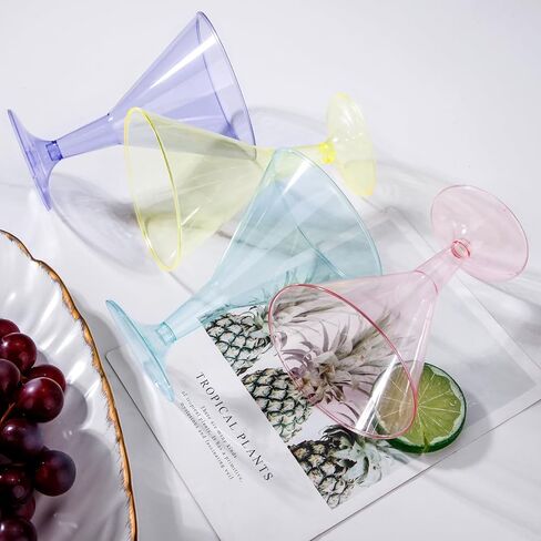 Liacere 24 Pack Clear Plastic Martini Glasses - 6.25oz Disposable Cocktail Glasses - Plastic Margarita Glasses Perfect for Wedding & Party in Saudi Arabia